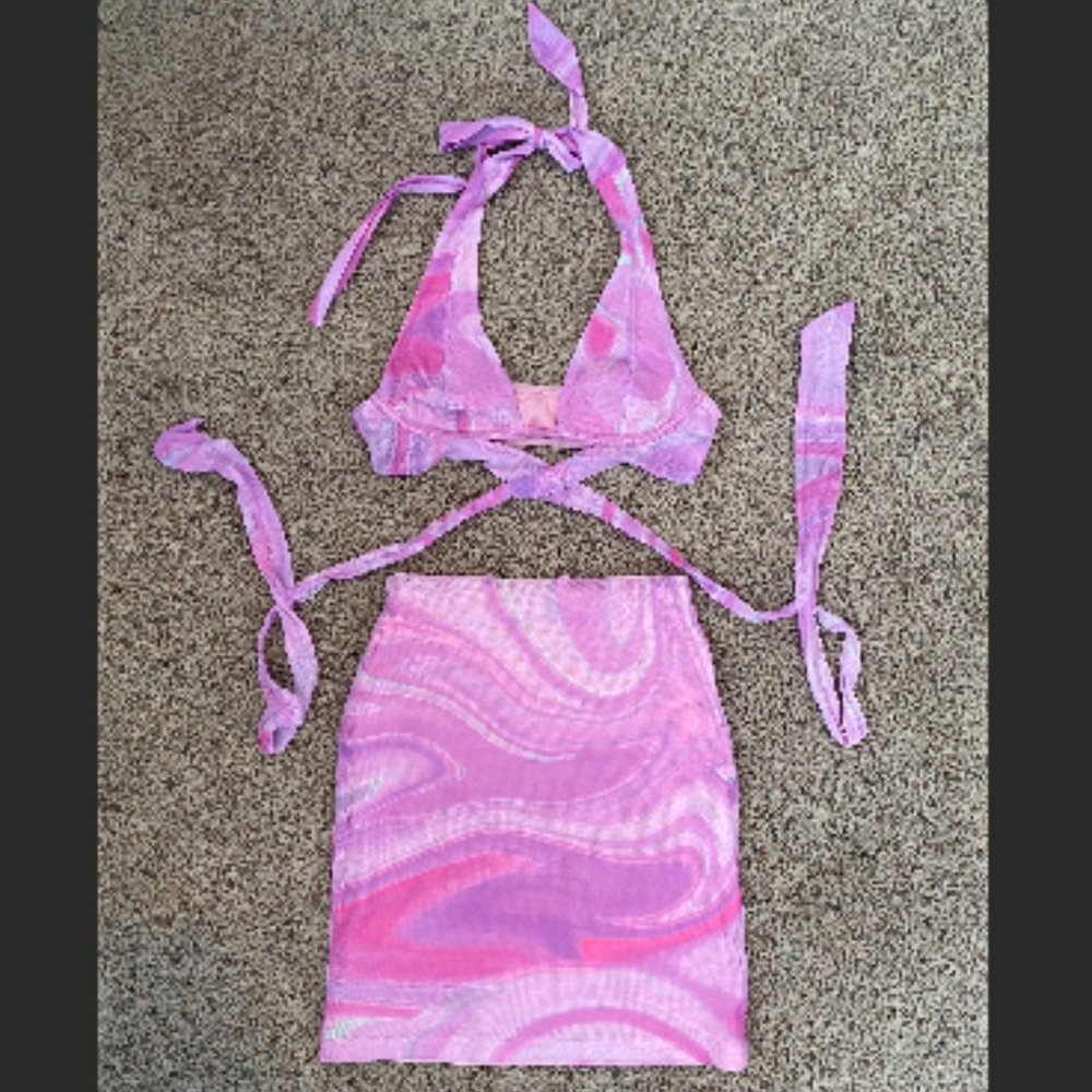 Tiger Mist Pink Tie Dye Skirt and Shirt Set
